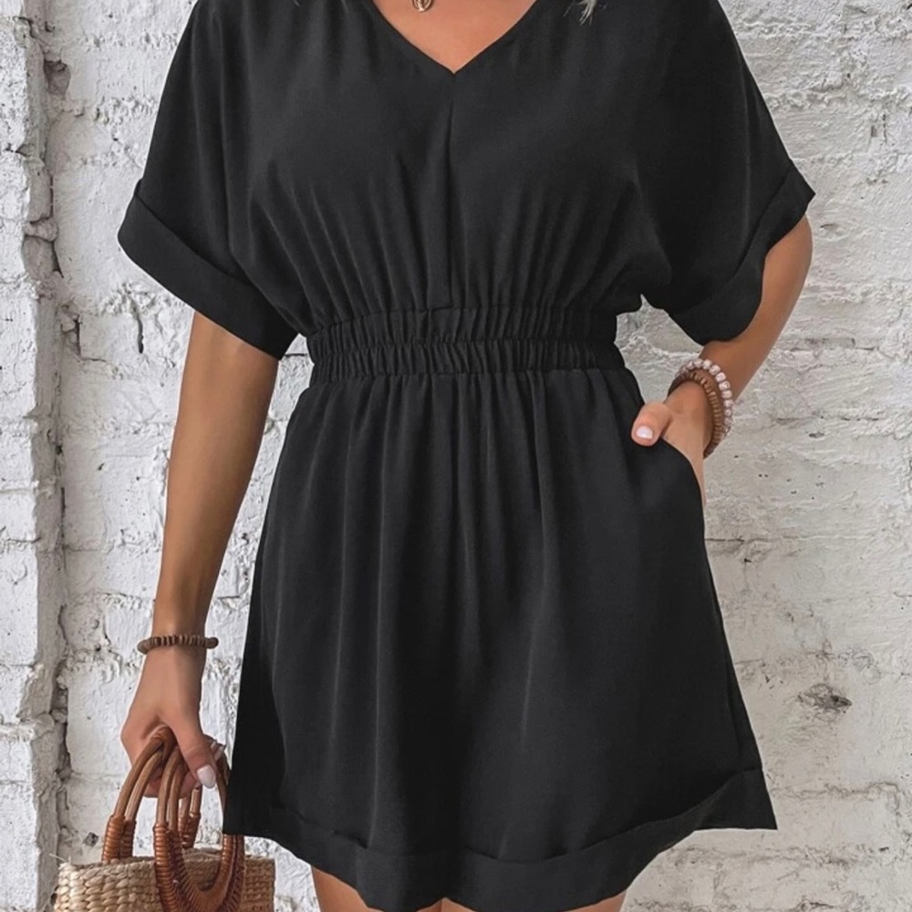 SHEIN - Batwing Sleeve Slant Pockets Romper